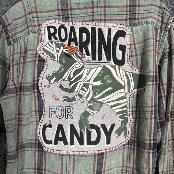 Upcycled Flannel Shirt Shacket Womens Large Boho Vintage Inspired Cottage Retro - Picture 2 of 4